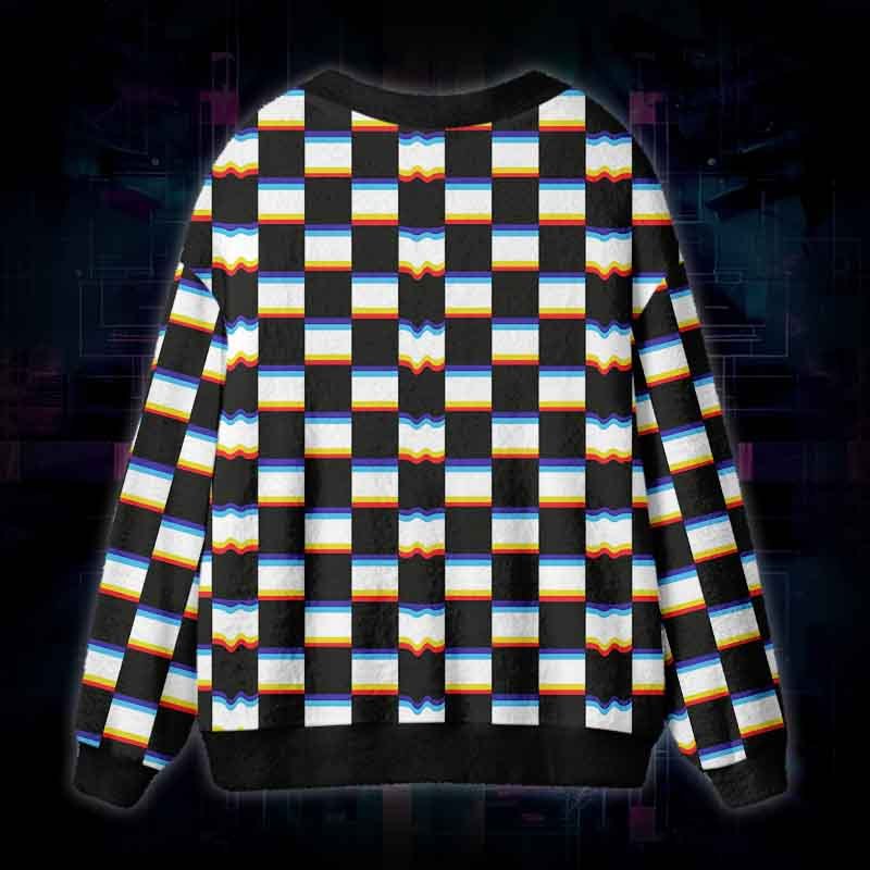 Soulisfree Digital Frequency Fuzzy Cardigan Sweater