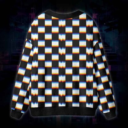 Soulisfree Digital Frequency Fuzzy Cardigan Sweater