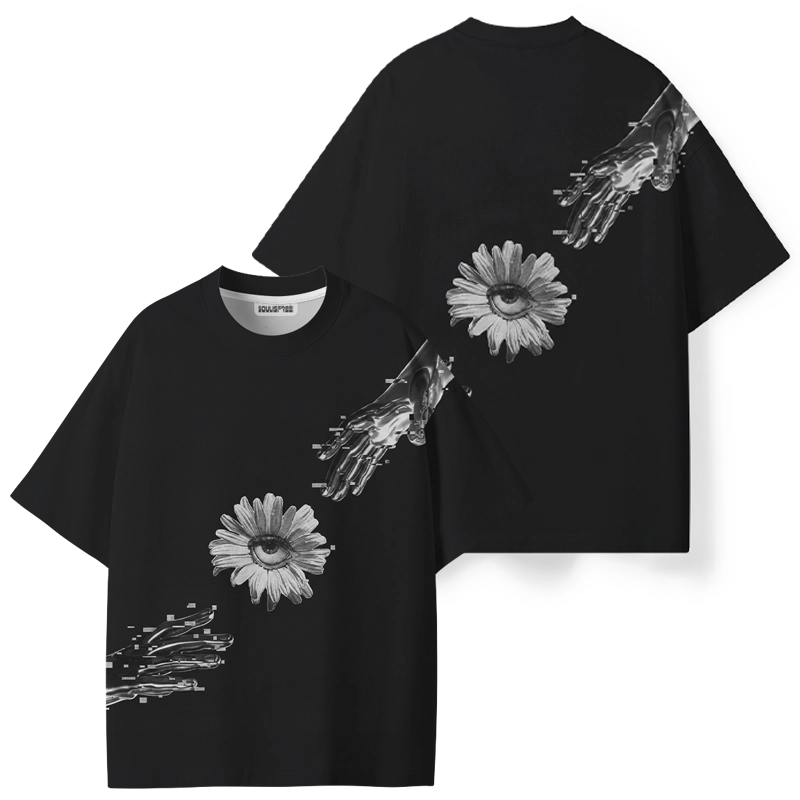 Soulisfree Futuristic Hands and Mystic Eye Flower  ECO‑PERF Graphic Tee