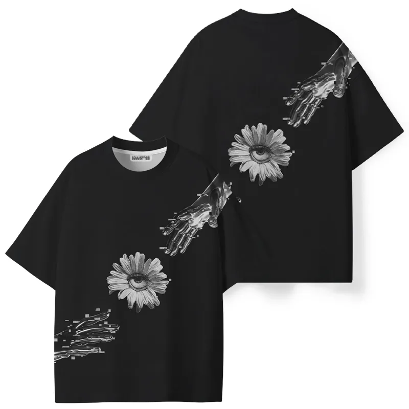 Soulisfree Futuristic Hands and Mystic Eye Flower  ECO‑PERF Graphic Tee
