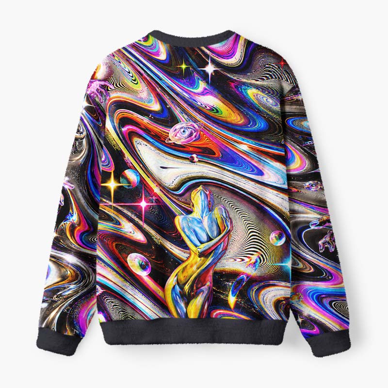 Soulisfree Souls Entwined In The Cosmos Fuzzy Crewneck Sweater