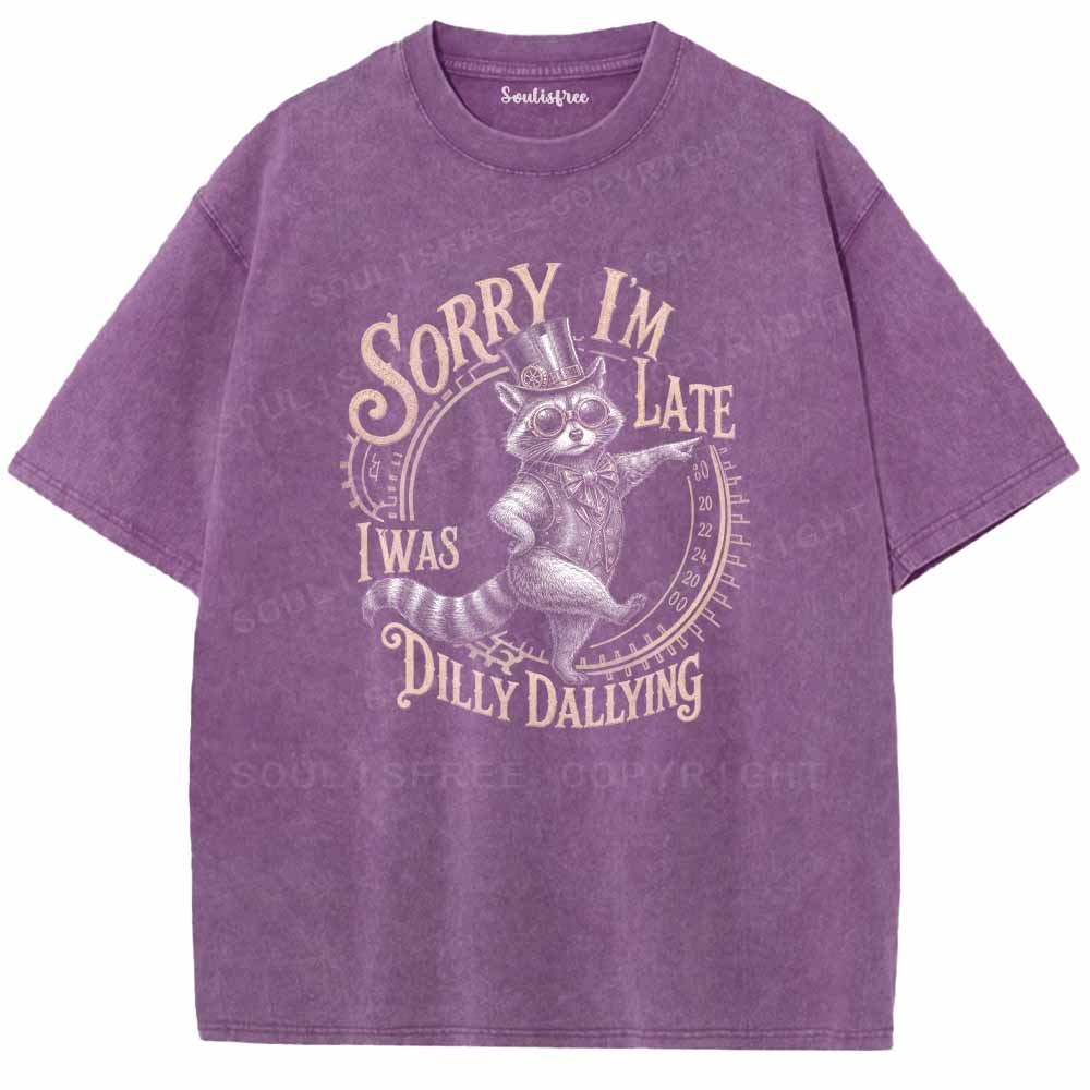 Soulisfree Sorry I'm Late I Was Dilly Dallying Washed Tee