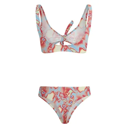 Soulisfree Dreamy Pastel Marbled Swirl Glitch Bow Bikini
