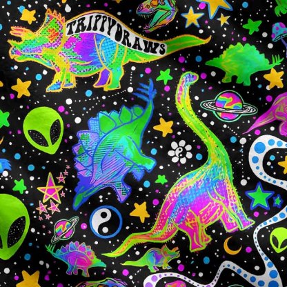 Soulisfree Cosmic Dino Trip Women's Fuzzy Cardigan Sweater