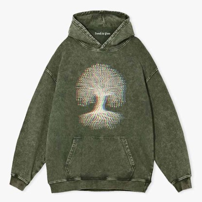 Soulisfree DIGITAL TREE OF LIFE Washed Hoodie