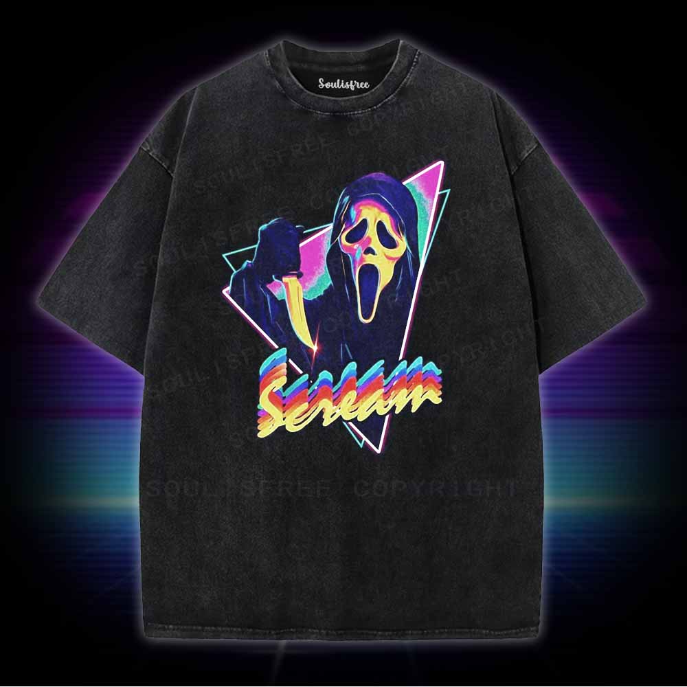 Soulisfree Scream Horror  meme Washed Tee