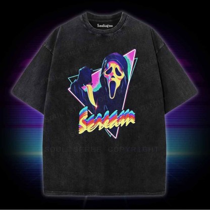 Soulisfree Scream Horror  meme Washed Tee