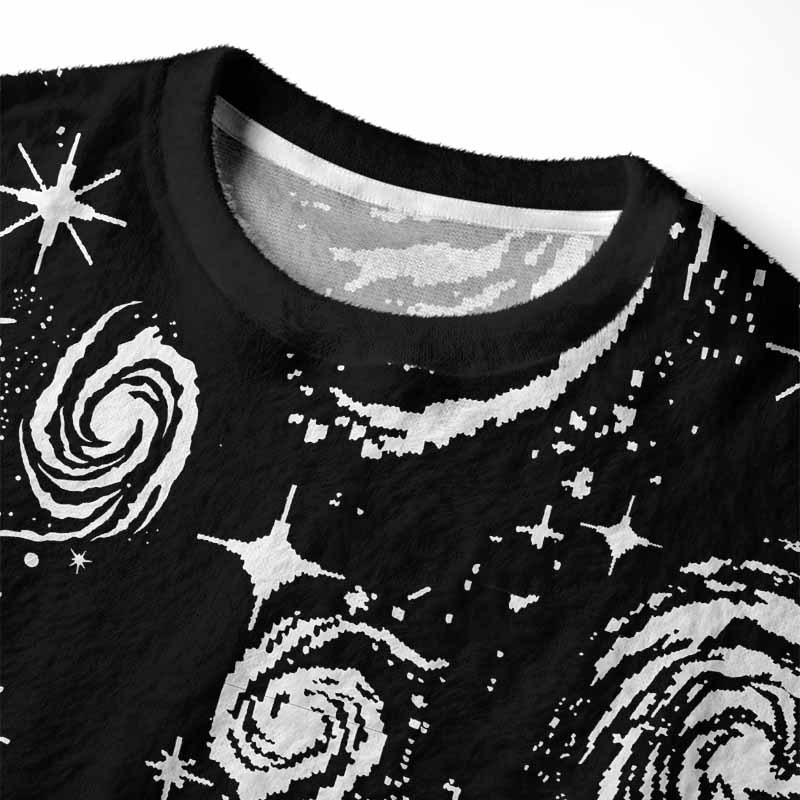Soulisfree Galactic Swirl: A Cosmic Journey Fuzzy Crewneck Sweater