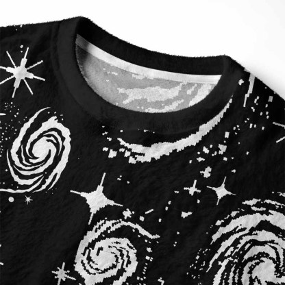 Soulisfree Galactic Swirl: A Cosmic Journey Fuzzy Crewneck Sweater