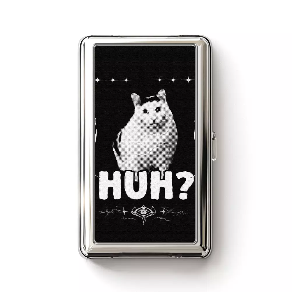 Soulisfree Huh Cat Meme Metal Pocket Case