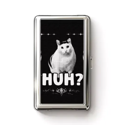 Soulisfree Huh Cat Meme Metal Pocket Case