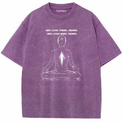 Soulisfree  WHO LOOKS OUTSIDE, DREAMS Washed Tee