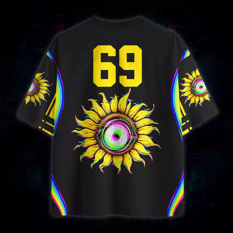 Soulisfree Neon Glitch Sunflower Eye Mesh Jersey
