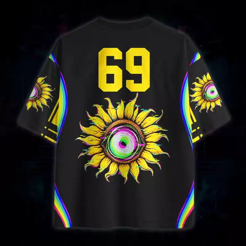 Soulisfree Neon Glitch Sunflower Eye Mesh Jersey