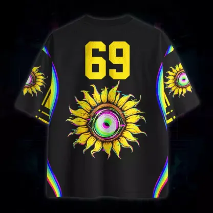 Soulisfree Neon Glitch Sunflower Eye Mesh Jersey