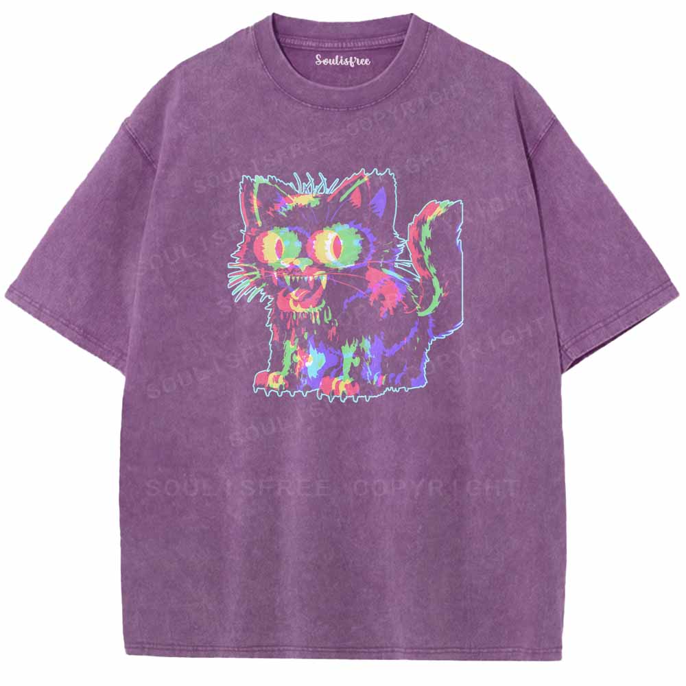 Soulisfree  Glitch Cat Washed Tee