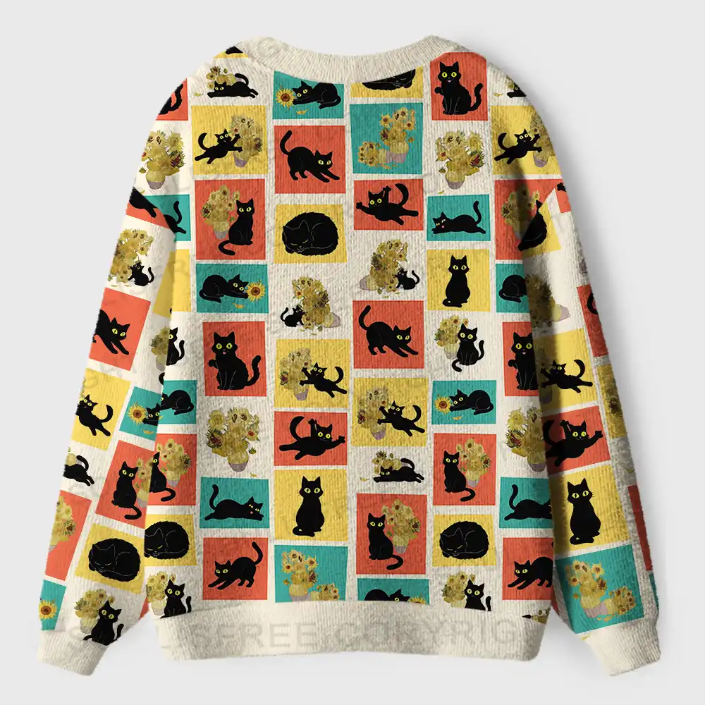 Sunflower Cats Ugly Cardigan Sweaters