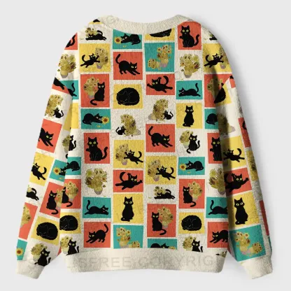 Sunflower Cats Ugly Cardigan Sweaters