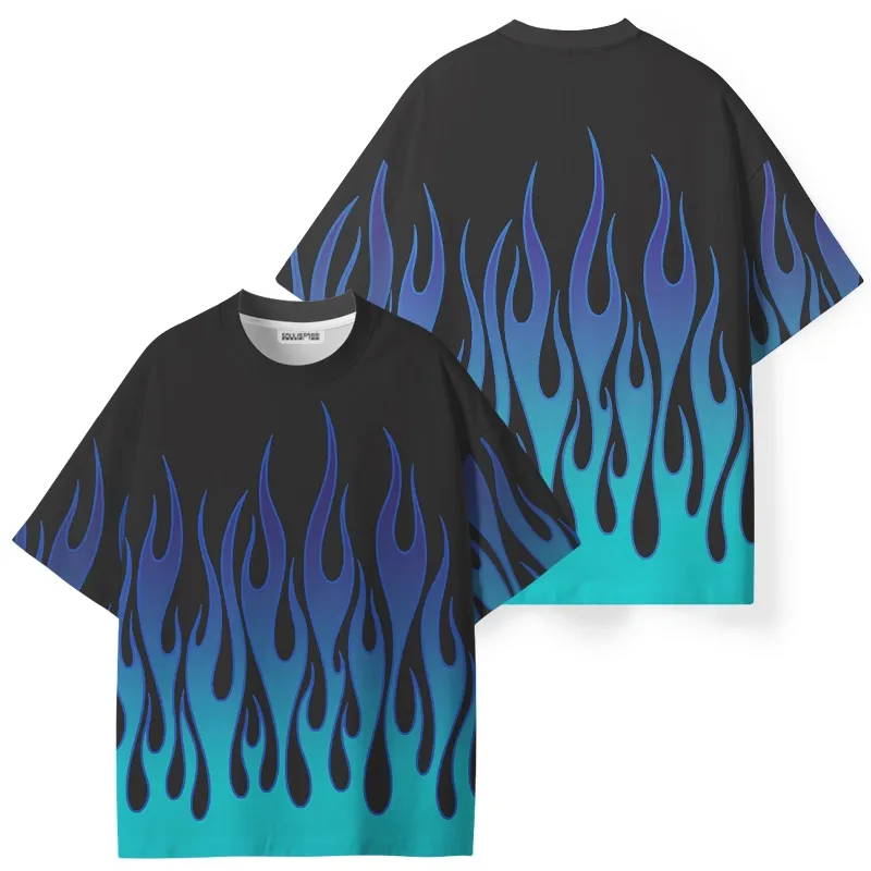 Soulisfree  Ice Blue Flames ECO‑PERF Graphic Tee