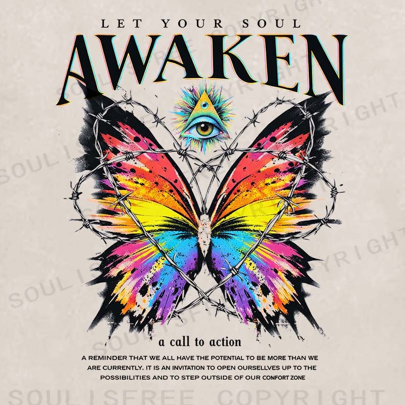 Soulisfree Awaken Your Soul Butterfly  Washed Hoodie