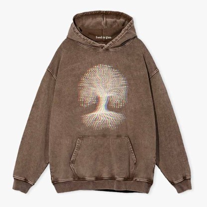 Soulisfree DIGITAL TREE OF LIFE Washed Hoodie