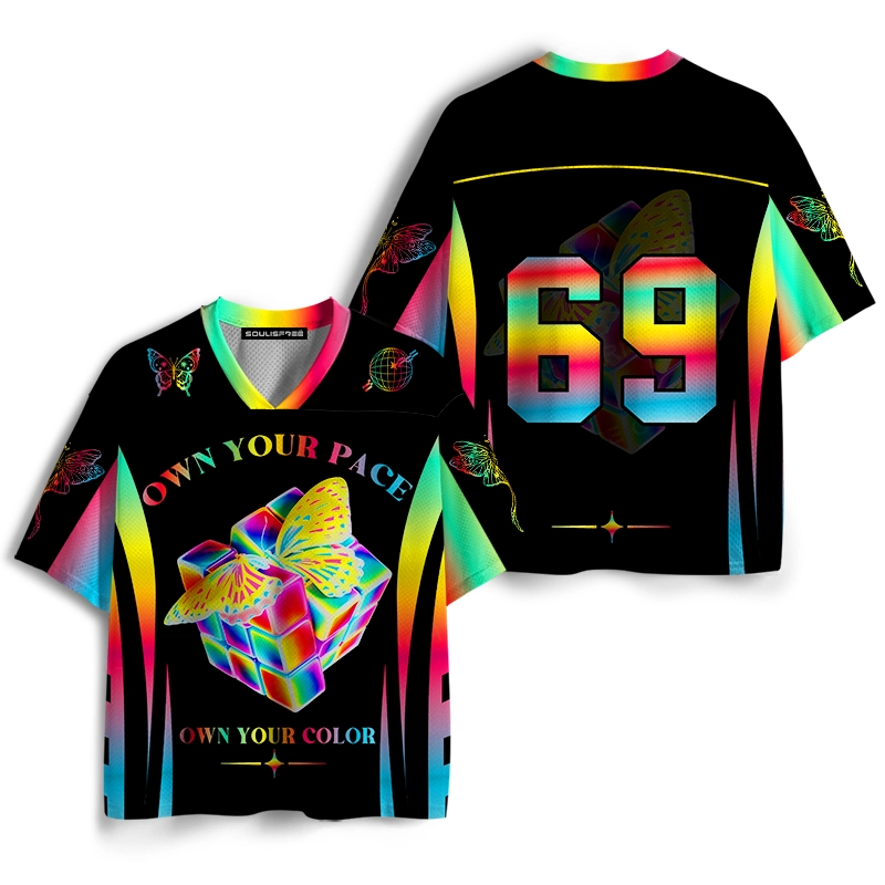 Soulisfree Rainbow Cube Butterfly Mesh Jersey