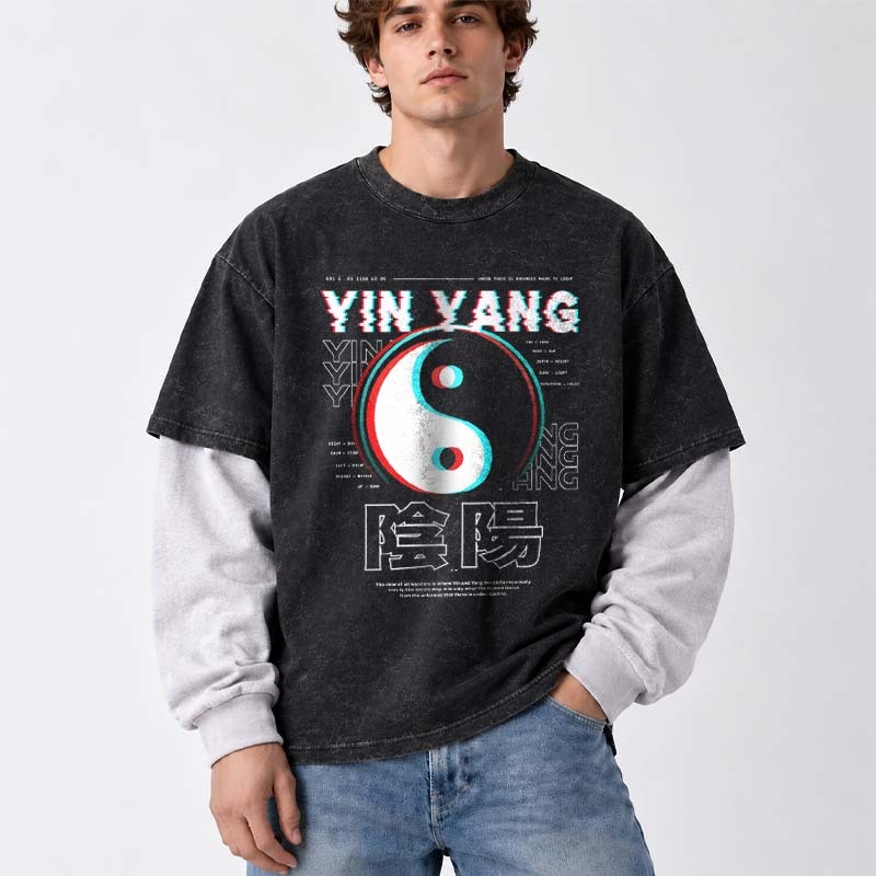 Soulisfree   YIN YANG  Layered Long Sleeve Tee