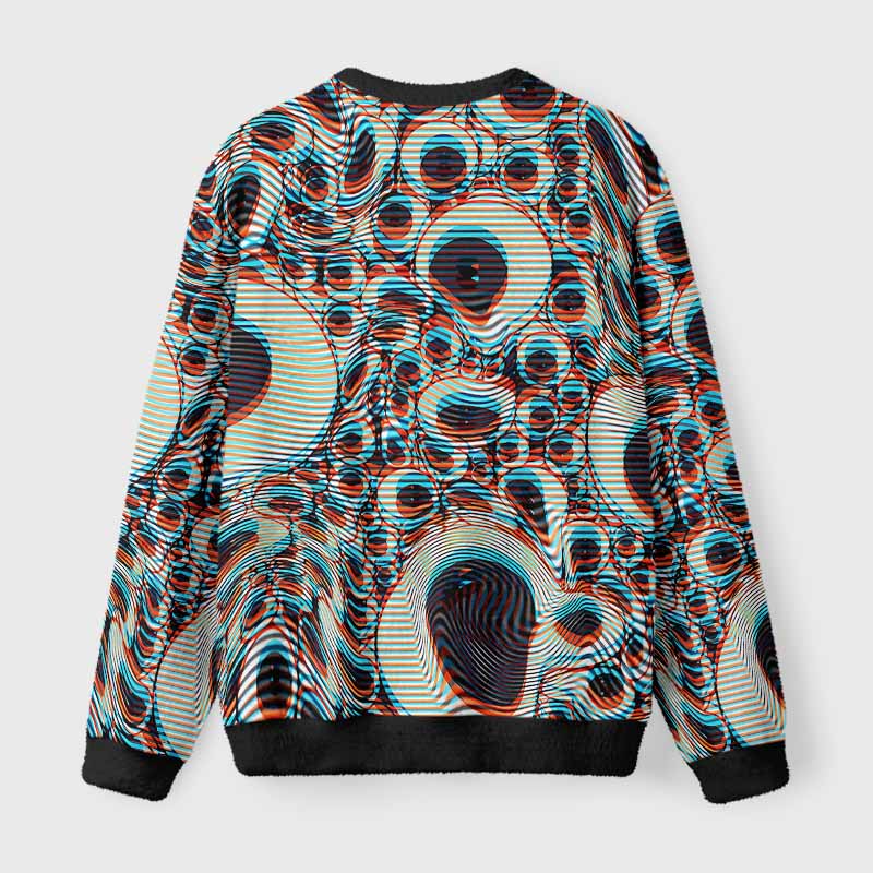 Soulisfree Trippy Optical Vortex Fuzzy Crewneck Sweater