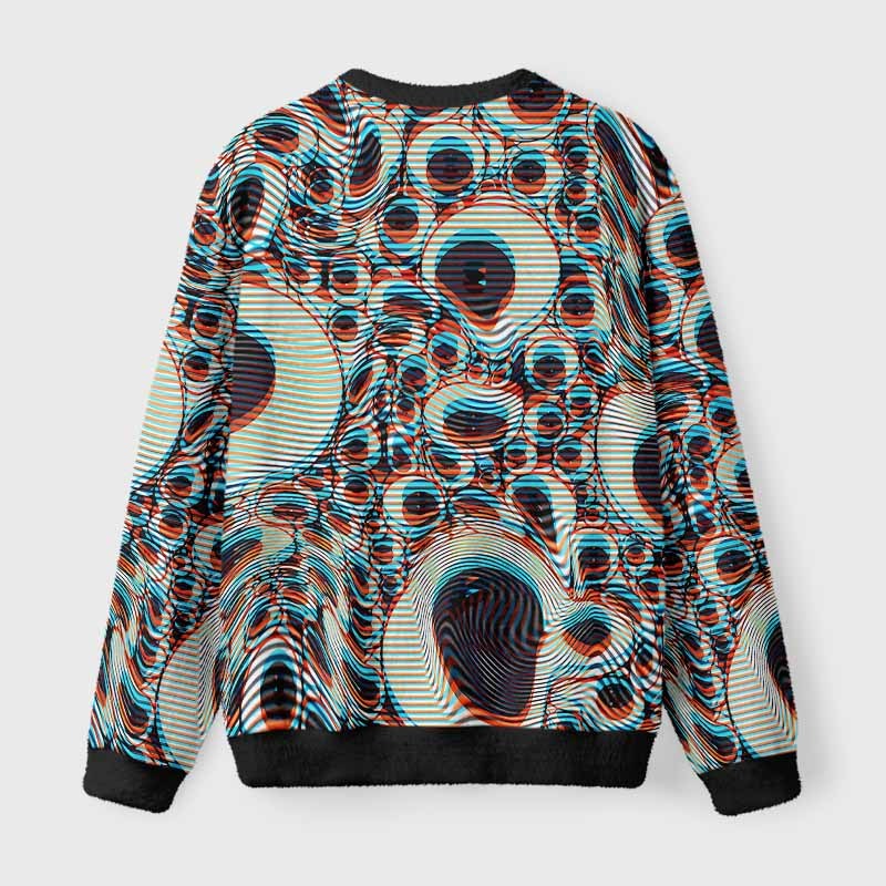 Soulisfree Trippy Optical Vortex Fuzzy Crewneck Sweater