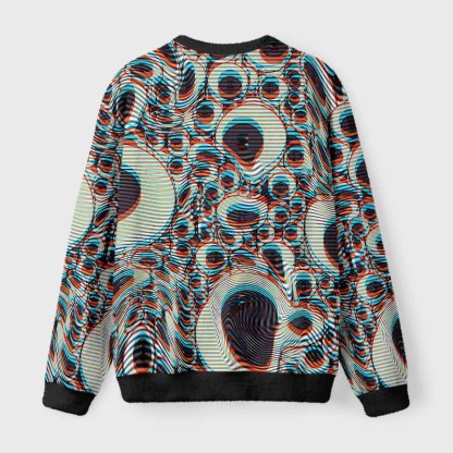 Soulisfree Trippy Optical Vortex Fuzzy Crewneck Sweater