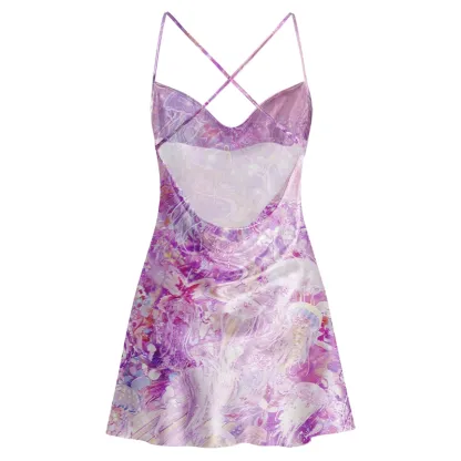 Soulisfree PASTEL AQUA DREAM Cowl Neck Satin Mini Dress