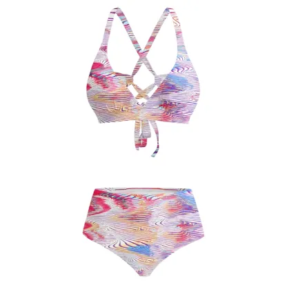 Soulisfree Trippy Liquid Swirl Glitch Cross Bikini