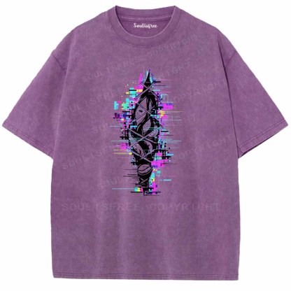 Soulisfree Trapped Eyes In Neon Glitch Washed Tee