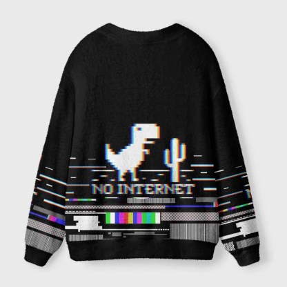 Soulisfree NO INTERNET Fuzzy Cardigan Sweater 