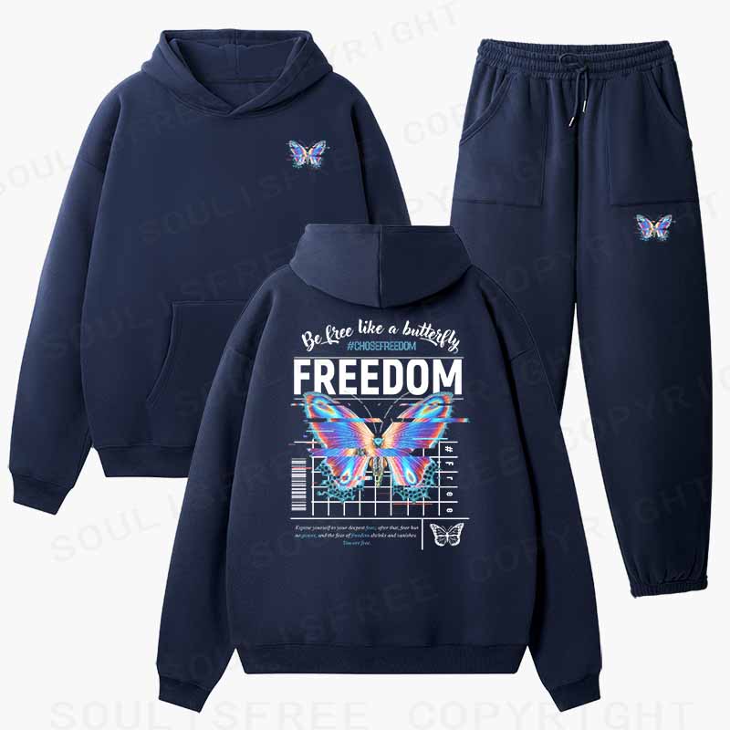 Soulisfree Be Free Like A Butteifly Cotton Fleece Hoodie Set