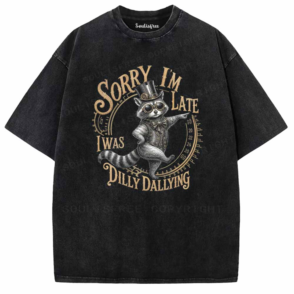 Soulisfree Sorry I'm Late I Was Dilly Dallying Washed Tee