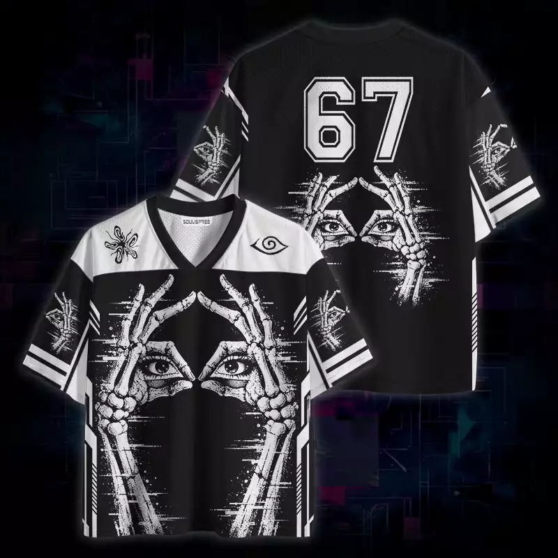Soulisfree Skeleton Eyes Glitch Mesh Jersey