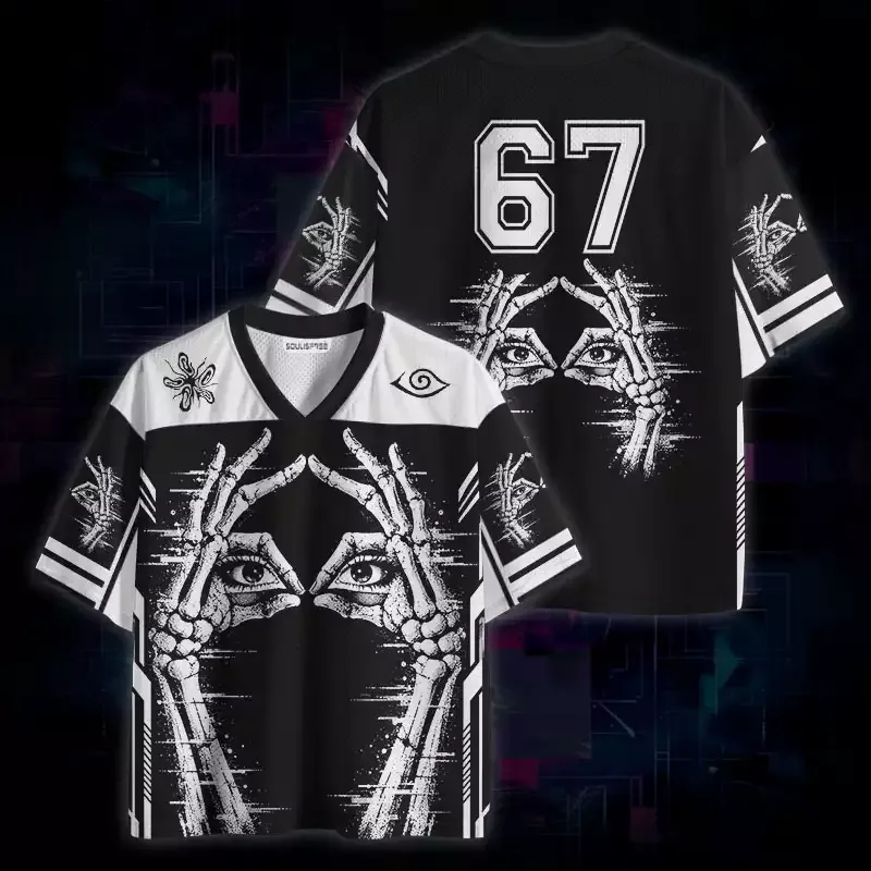 Soulisfree Skeleton Eyes Glitch Mesh Jersey