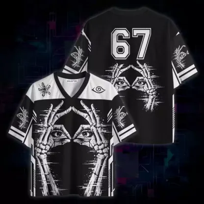 Soulisfree Skeleton Eyes Glitch Mesh Jersey