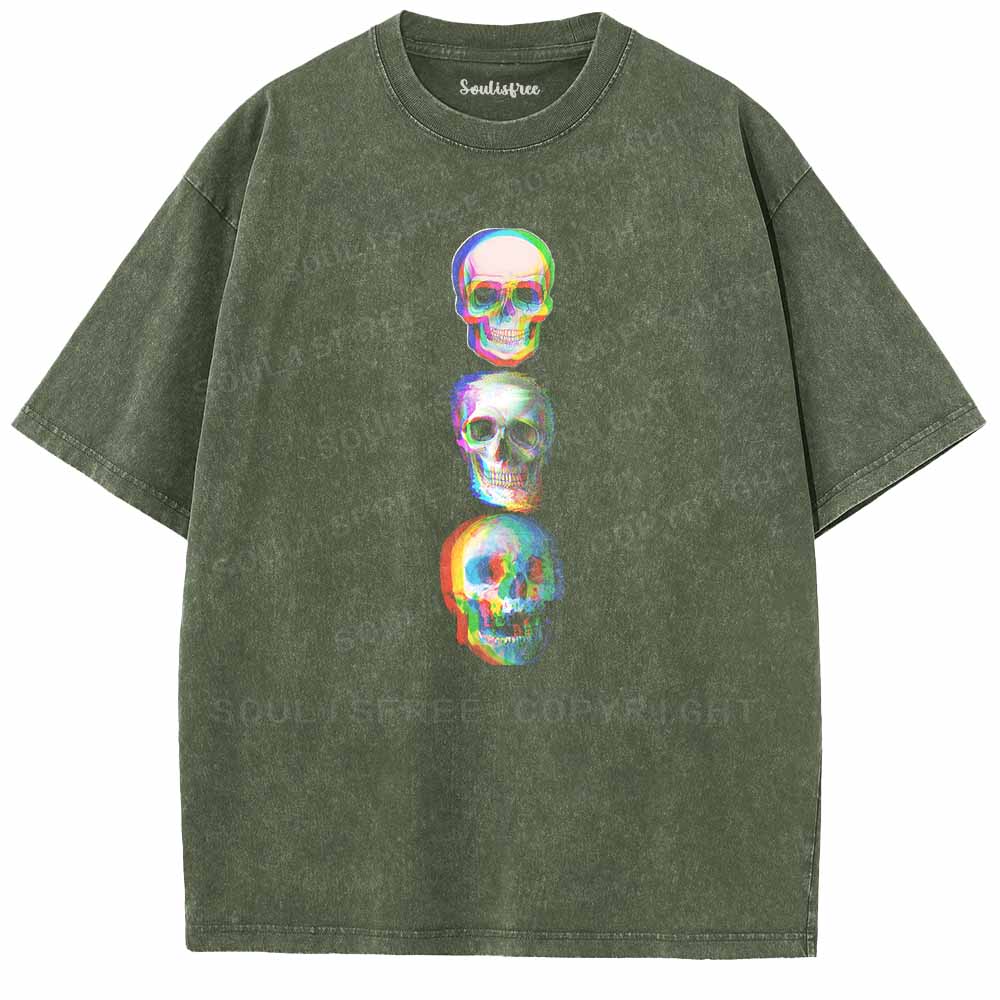 Soulisfree Triple Glitch Skulls Washed Tee