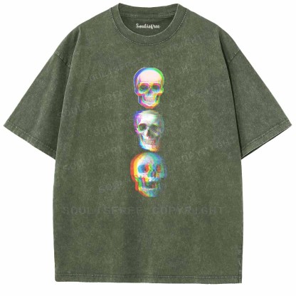 Soulisfree Triple Glitch Skulls Washed Tee