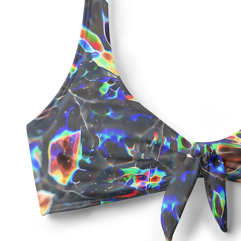 Soulisfree Cyber Rainbow Prism Glitch Bow Bikini