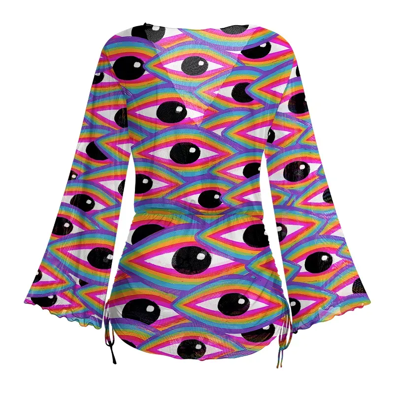Soulisfree Rainbow Ocular Wave Sheer Mesh Cover Up