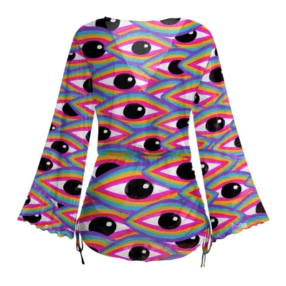 Soulisfree Rainbow Ocular Wave Sheer Mesh Cover Up