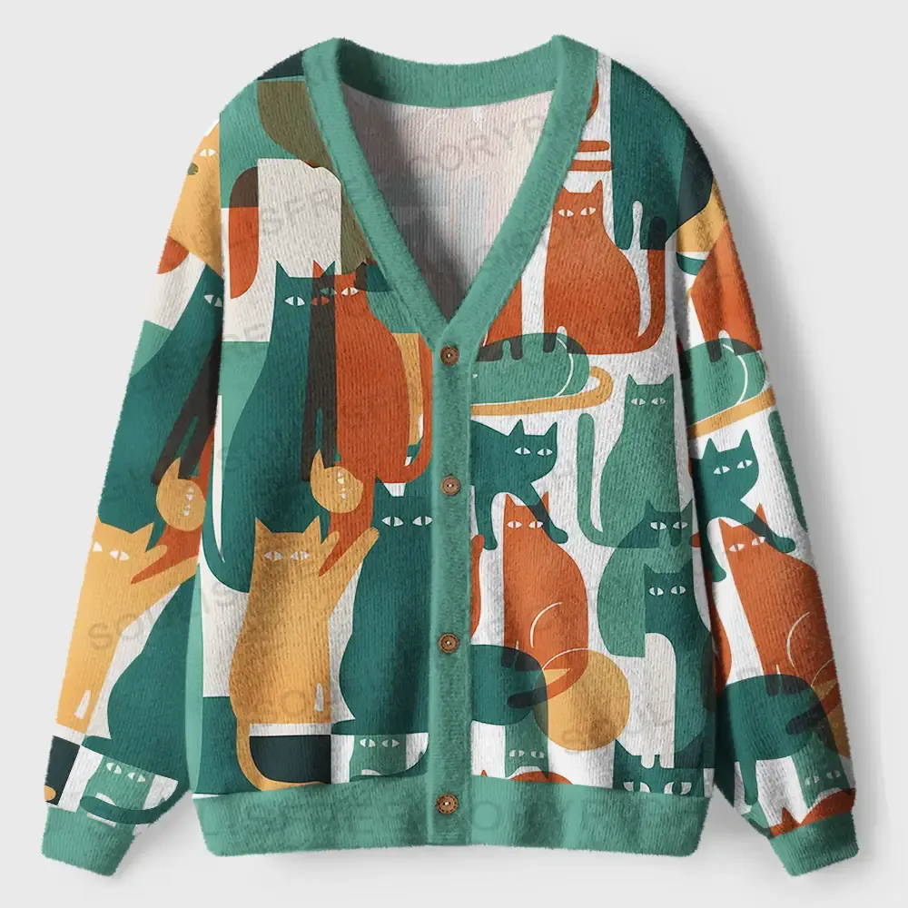 Harmony of Cats Ugly Cardigan Sweaters