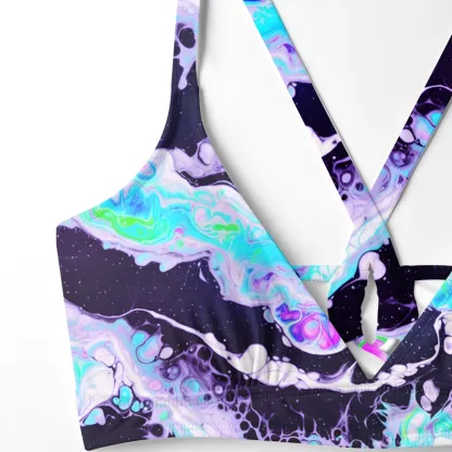 Soulisfree Cosmic Fluid Swirl Glitch Cross Bikini