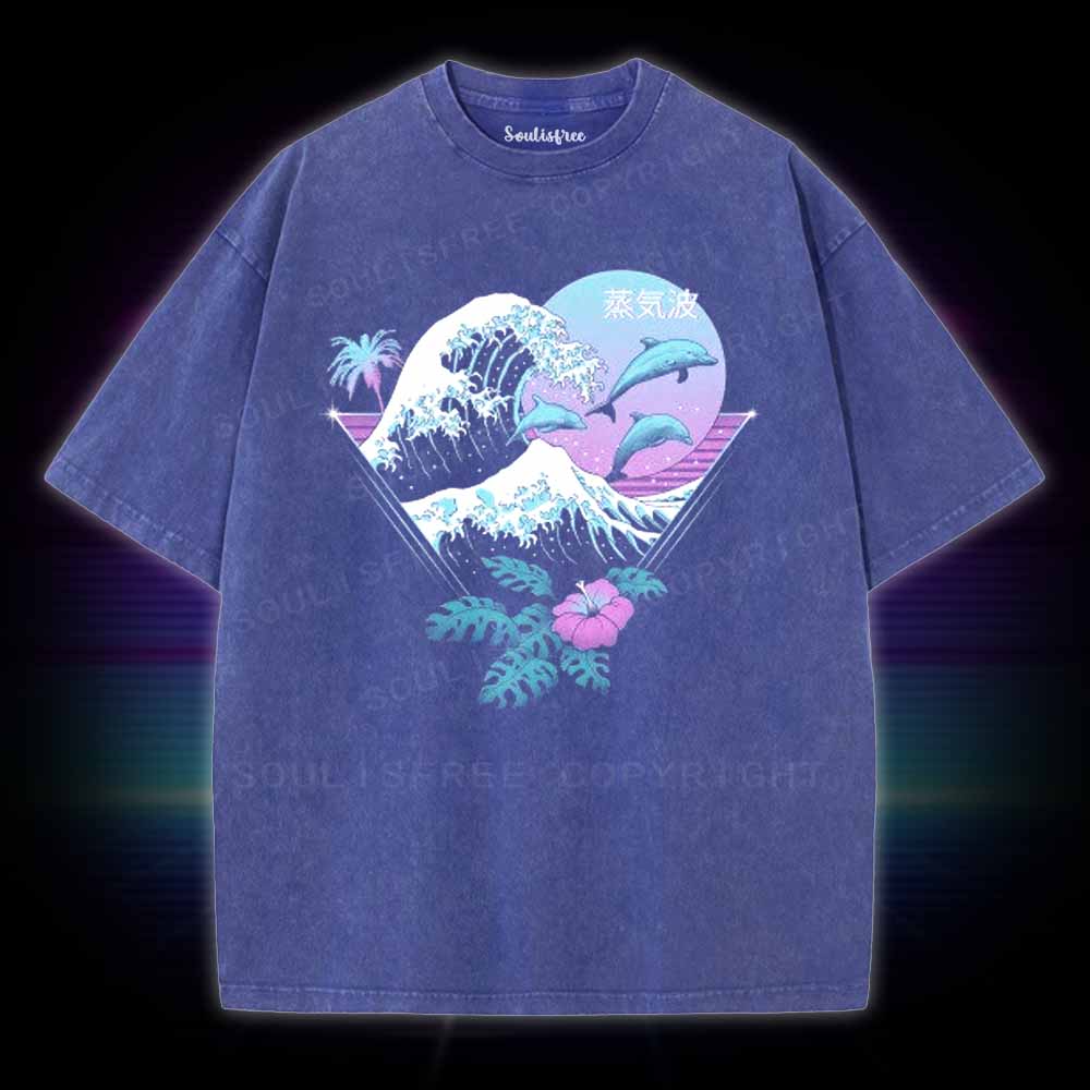 Soulisfree Dolphin Waves Washed Tee