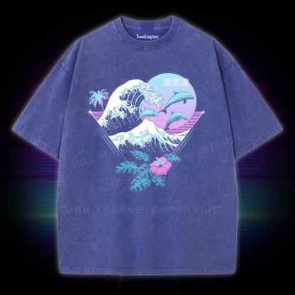 Soulisfree Dolphin Waves Washed Tee