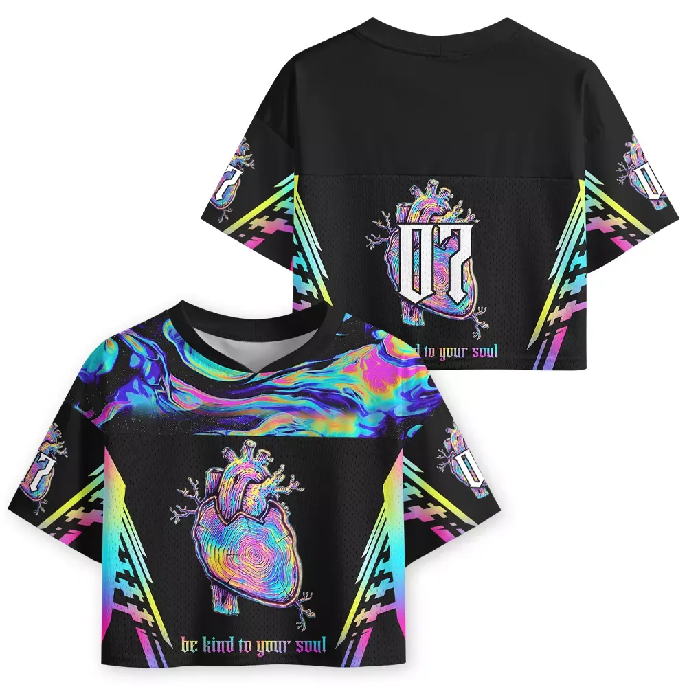 Soulisfree Be Kind To Your Soul Cropped Mesh Jersey