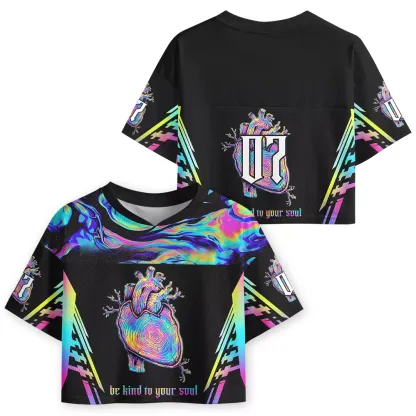 Soulisfree Be Kind To Your Soul Cropped Mesh Jersey